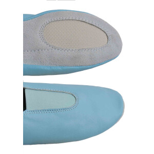 Schläppchen, Gymnastikschuhe, Ballerina mit Gummipads hellblau Gr. 29