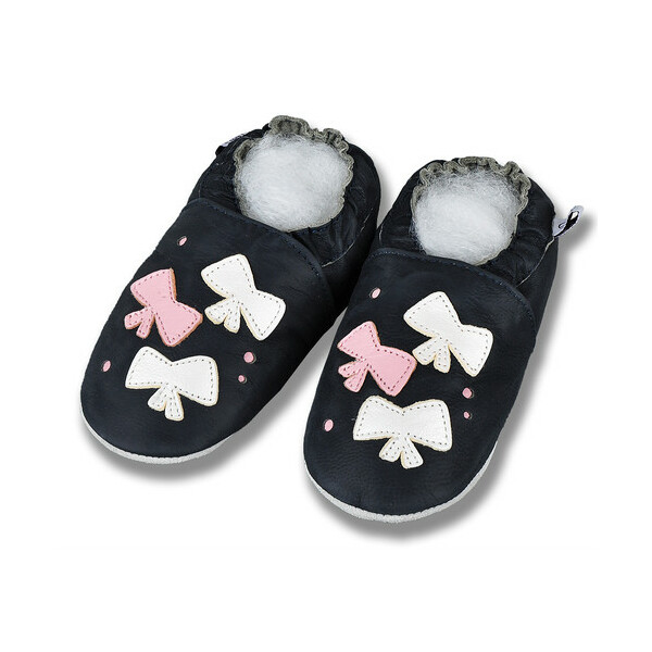 Hausschuhe Schleifchen navy Gr 19-20 M 6-12 Monate