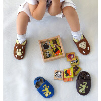 Lederpuschen Geckos braun-grün Gr 19-20 M 6-12 Monate