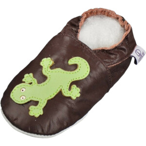 Lederpuschen Geckos braun-grün Gr 21-22 L 12-18 Monate