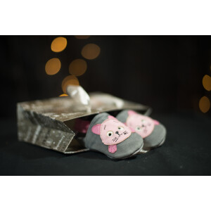 Baby Schuhe Kitty rosa-grau Gr 28-29 4XL 4-5 Jahren
