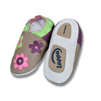 Lederpuschen Flower bunt-braun