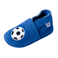 Puschen Fussball blau Wildleder Gr 23-24 XL 18-24 Monate