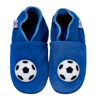 Puschen Fussball blau Wildleder Gr 23-24 XL 18-24 Monate