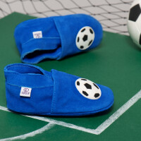 Puschen Fussball blau Wildleder Gr 23-24 XL 18-24 Monate