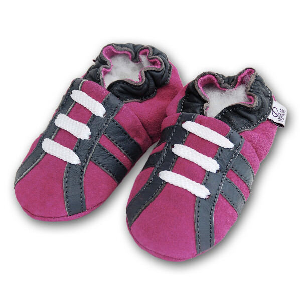 Krabbelschuhe Sport pink-grau Wildleder Gr 23-24 XL 18-24 Monate