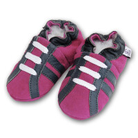 Krabbelschuhe Sport pink-grau Wildleder Gr 23-24 XL 18-24 Monate