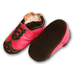 Mokassis rosa-braun Ledermix Gr 19-20 M 6-12 Monate