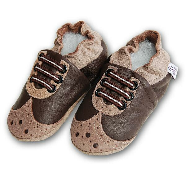 Mokassis braun-beige Ledermix Gr 19-20 M 6-12 Monate