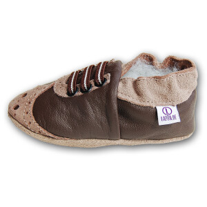 Mokassis braun-beige Ledermix Gr 19-20 M 6-12 Monate