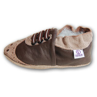 Mokassis braun-beige Ledermix Gr 19-20 M 6-12 Monate
