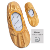 Schläppchen, Gymnastikschuhe, Ballerina mit Ledersohle schwarz