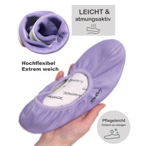 Gymnastikschuhe mit Ledersohle lila