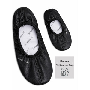 Schläppchen, Gymnastikschuhe, Ballerina mit Ledersohle schwarz Gr. 31