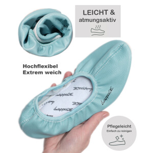 Gymnastikschläppchen mit Ledersohle hellblau Gr. 35