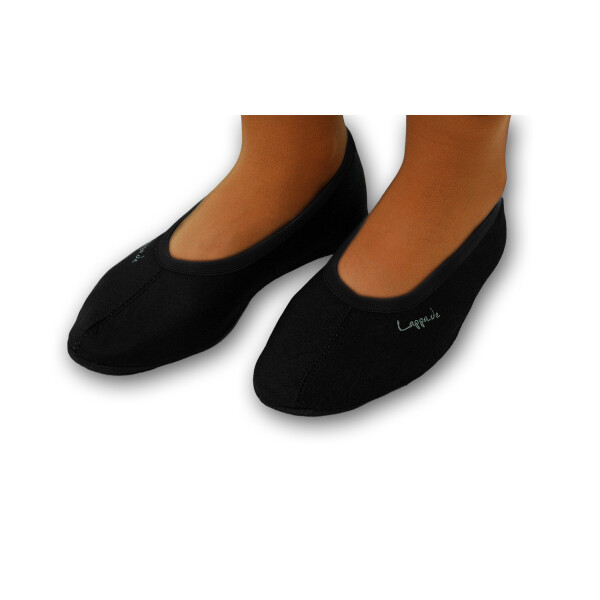 Schläppchen, Gymnastikschuhe, Ballerina mit Ledersohle schwarz Gr. 43