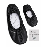 Schläppchen, Gymnastikschuhe, Ballerina mit Ledersohle schwarz Gr. 43