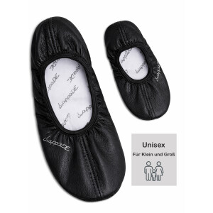 Schläppchen, Gymnastikschuhe, Ballerina mit Ledersohle schwarz Gr. 44
