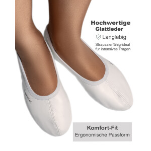 Ballerinas mit Ledersohle weiss Gr. 44