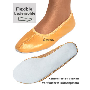Gymnastikschuhe Ballerina mit Ledersohle gold Gr. 43