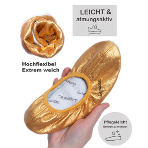 Gymnastikschuhe Ballerina mit Ledersohle gold Gr. 43