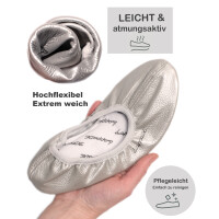 Schläppchen mit Ledersohle silber Gr. 42