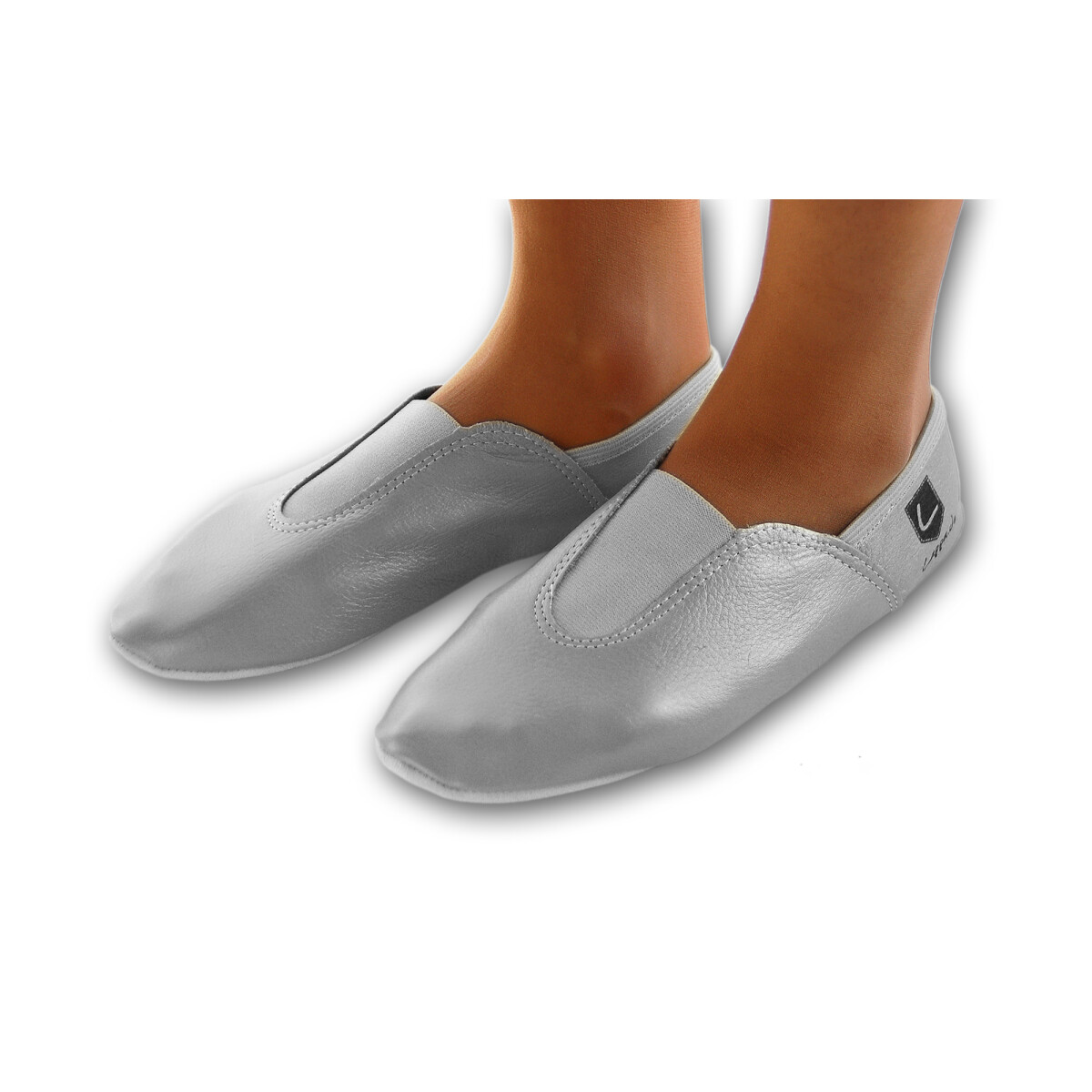 Gymnastikschuhe mit Gummipads silber Gr. box