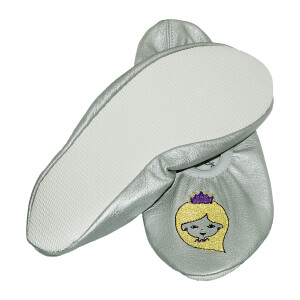 Schläppchen, Gymnastikschuhe, Ballerina mit Gummisohle Prinzessin silber Gr. 33