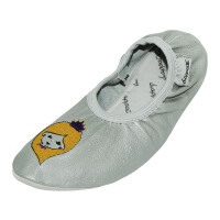 Schläppchen, Gymnastikschuhe, Ballerina mit Gummisohle Prinzessin silber Gr. 33