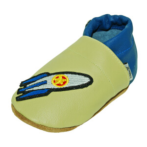 Lederpuschen Rakete grün - blau Gr 20-21 M+  10-16 Monate