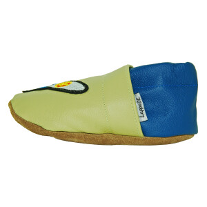 Lederpuschen Rakete grün - blau Gr 20-21 M+  10-16 Monate