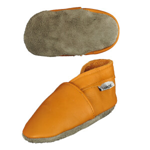 Lederpuschen Uni Senfgelb Gr 23-24 XL 18-24 Monate