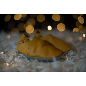 Lederpuschen Uni Senfgelb Gr 23-24 XL 18-24 Monate