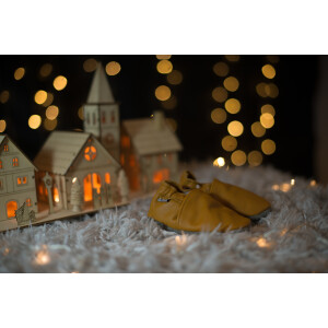 Lederpuschen Uni Senfgelb Gr 23-24 XL 18-24 Monate