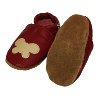 Lederpuschen Schmetterling bordo Gr 24-25 XL+  18-24 Monate