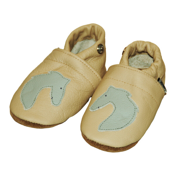 Lederpuschen Pferd beige Gr 22-23  L+  15-20 Monate
