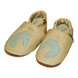 Lederpuschen Pferd beige Gr 22-23  L+  15-20 Monate