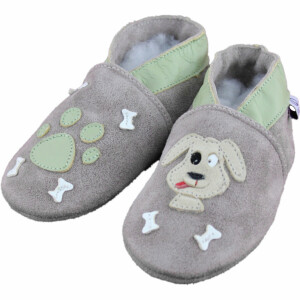 Puschen Rex beige-grün Wildleder Gr 23-24 XL 18-24 Monate