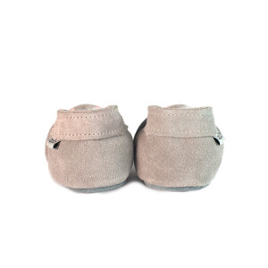 Lederpuschen Sport grau rosa Rauleder Gr 21-22 L 12-18 Monate