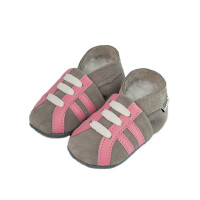 Lederpuschen Sport grau rosa Rauleder Gr 30-31 5XL 5-6 Jahren