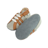 Lederpuschen Sport grau braun Gr 19-20 M 6-12 Monate