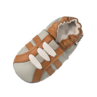 Lederpuschen Sport grau braun Gr 19-20 M 6-12 Monate