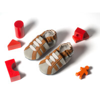 Lederpuschen Sport grau braun Gr 19-20 M 6-12 Monate